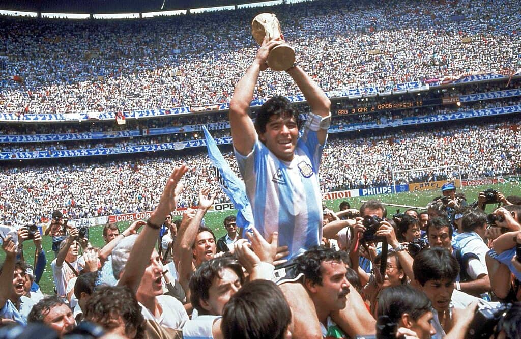 One of the most gifted soccer players in history, Maradona’s pinnacle of glory came when he captained Argentina to win the World Cup in 1986 before plunging to misery when he was kicked out the 1994 World Cup for doping.