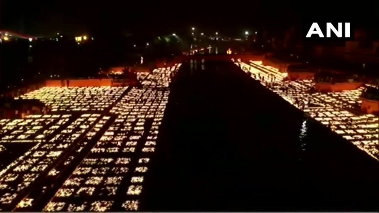 The Uttar Pradesh government on November 13 went all out in marking the homecoming of Lord Ram to this holy town the mythical event in 'treta yug' on which the festival of Diwali is based. Along the way, the organisers even broke a world record. (Image ANI)