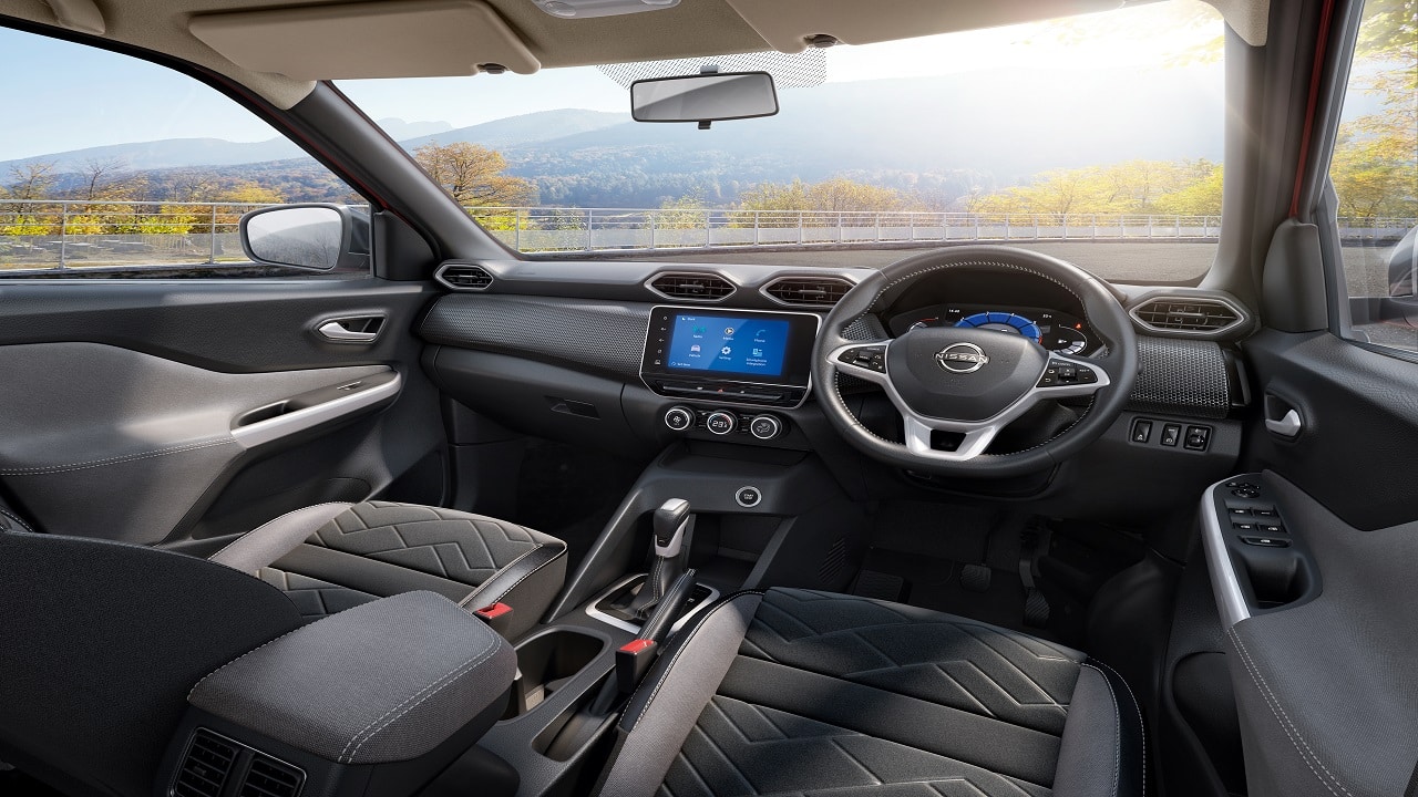 The features list includes a 360-degree camera set up, a first in the segment, which allows the occupants to get a view of the surroundings with the help of cameras. (Image: Nissan) The features list includes a 360-degree camera set up, a first in the segment, which allows the occupants to get a view of the surroundings with the help of cameras. (Image: Nissan)
