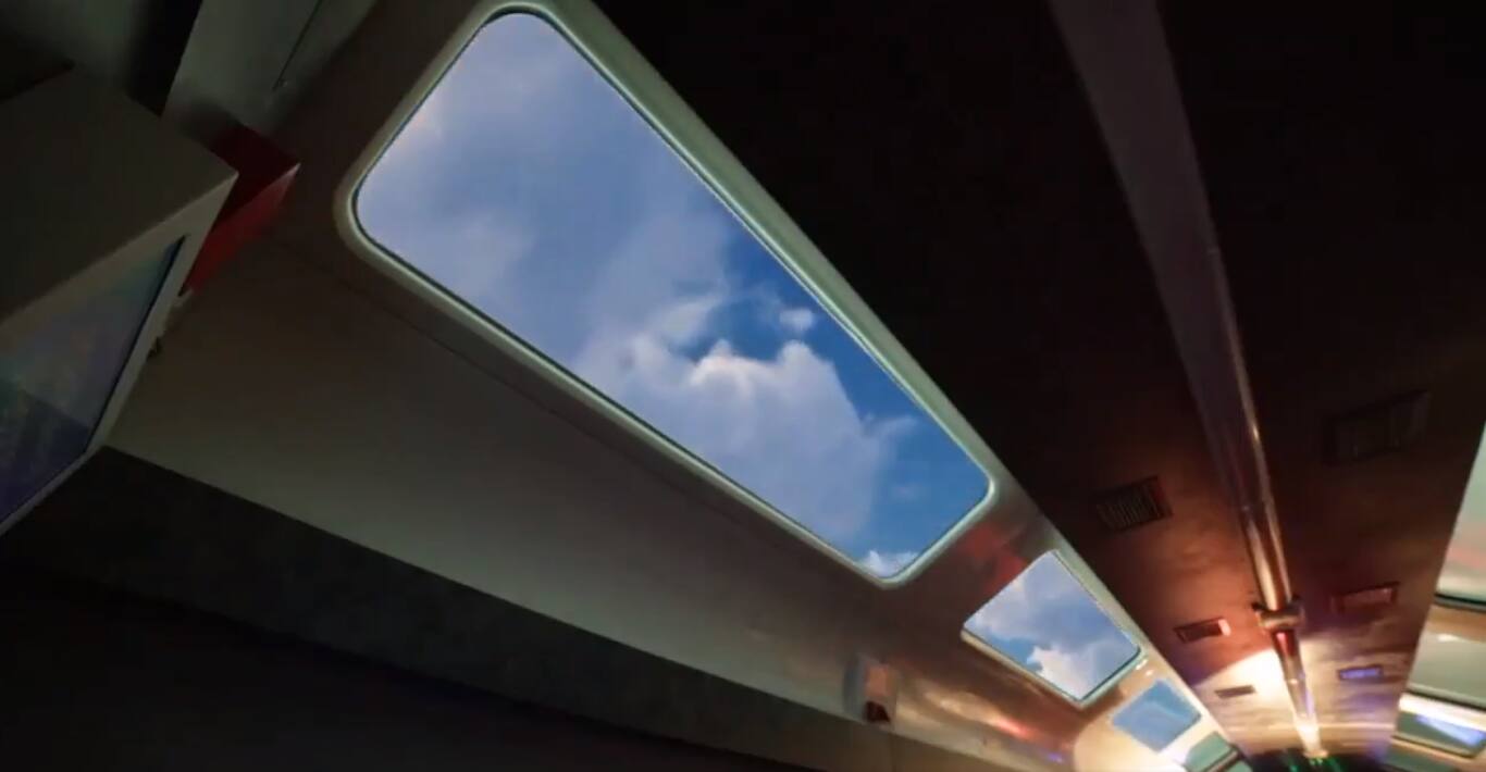 The features of the Vistadome tourist coach includes: Bogeys with air spring suspension for better ride comfort, Large glass windows, transparent roofs for the passengers to get a panoramic view of their journey, rotatable seats, digital display screens for music lovers, wider entrance doors, GPS based public address cum passenger information system.