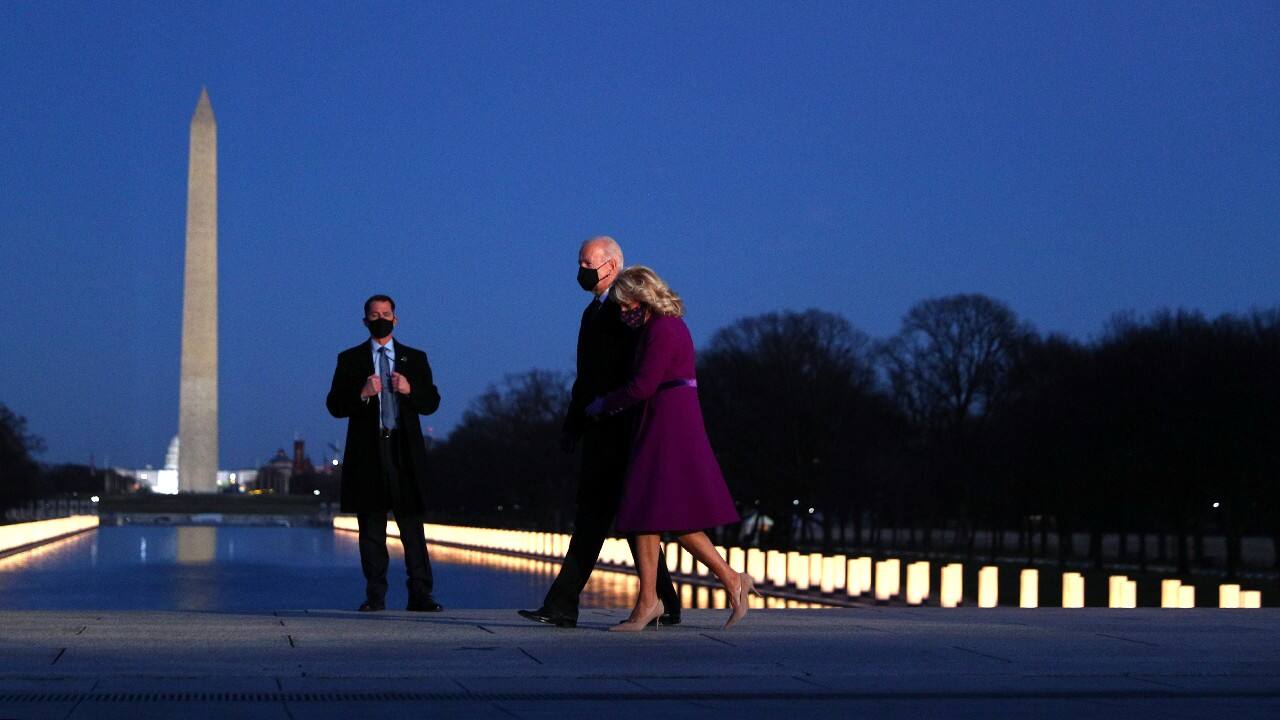 U.S. President-elect Joe Biden and his wife Jill Biden attend a coronavirus disease (COVID-19) memorial event at the Lincoln Memorial in Washington, U.S. January 19. (Image: Reuters)