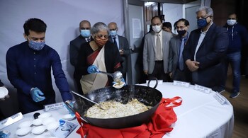 Budget 2022: 'Halwa Ceremony' marks the beginning of printing of documents relating to the Budget. (File photo from Twitter @FinMinIndia)