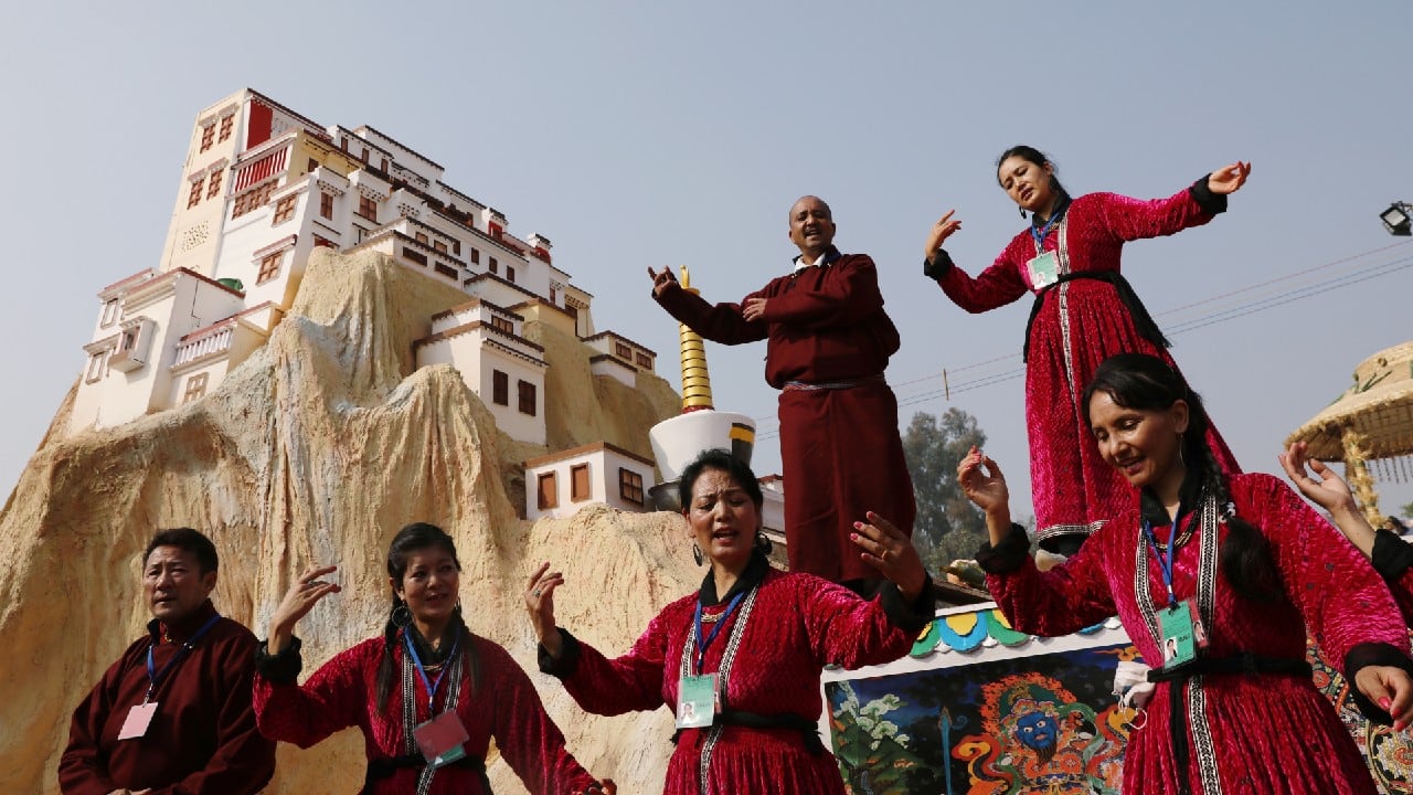 Artists from the Ladakh region rehearse on a tableau during a media preview of tableaux participating in the Republic Day parade in New Delhi, January 22. (Image: Reuters)