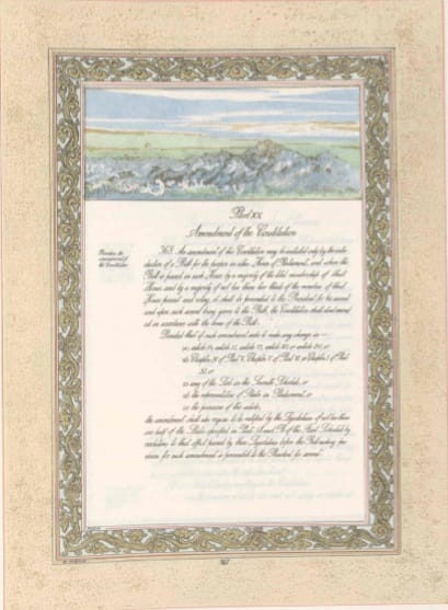 The pages were artistically decorated by Nandalal Bose and his students.