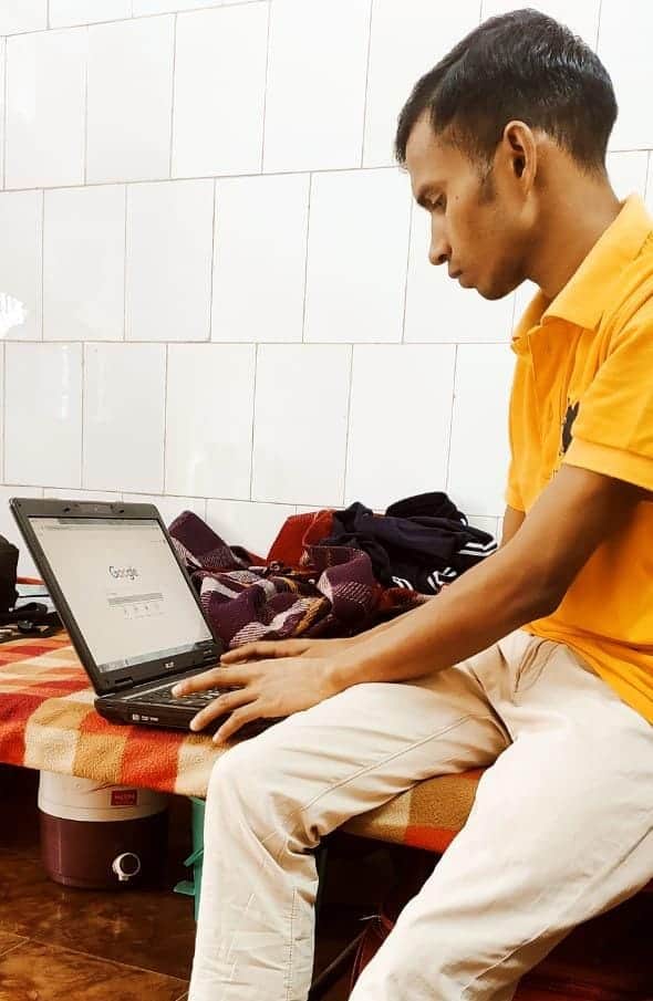 Bhanu Pratap Kumar, a second-year B.A (Hon) Sociology student at Jamia Millia Islamia, New Delhi, is attending online classes with the help of a used laptop donated by an NGO
