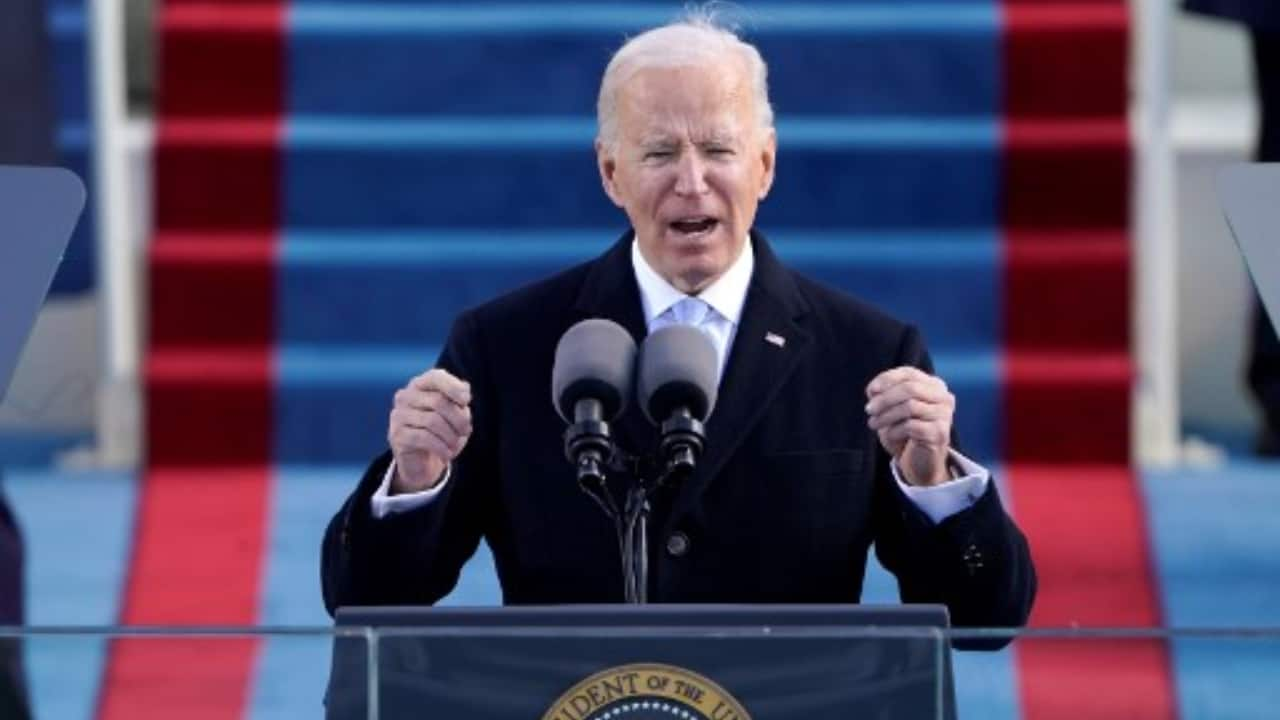 US President Joe Biden speaks after being sworn in as the 46th President of the US during the 59th Presidential Inauguration at the US Capitol in Washington, January 20, 2021. (PC-AFP)