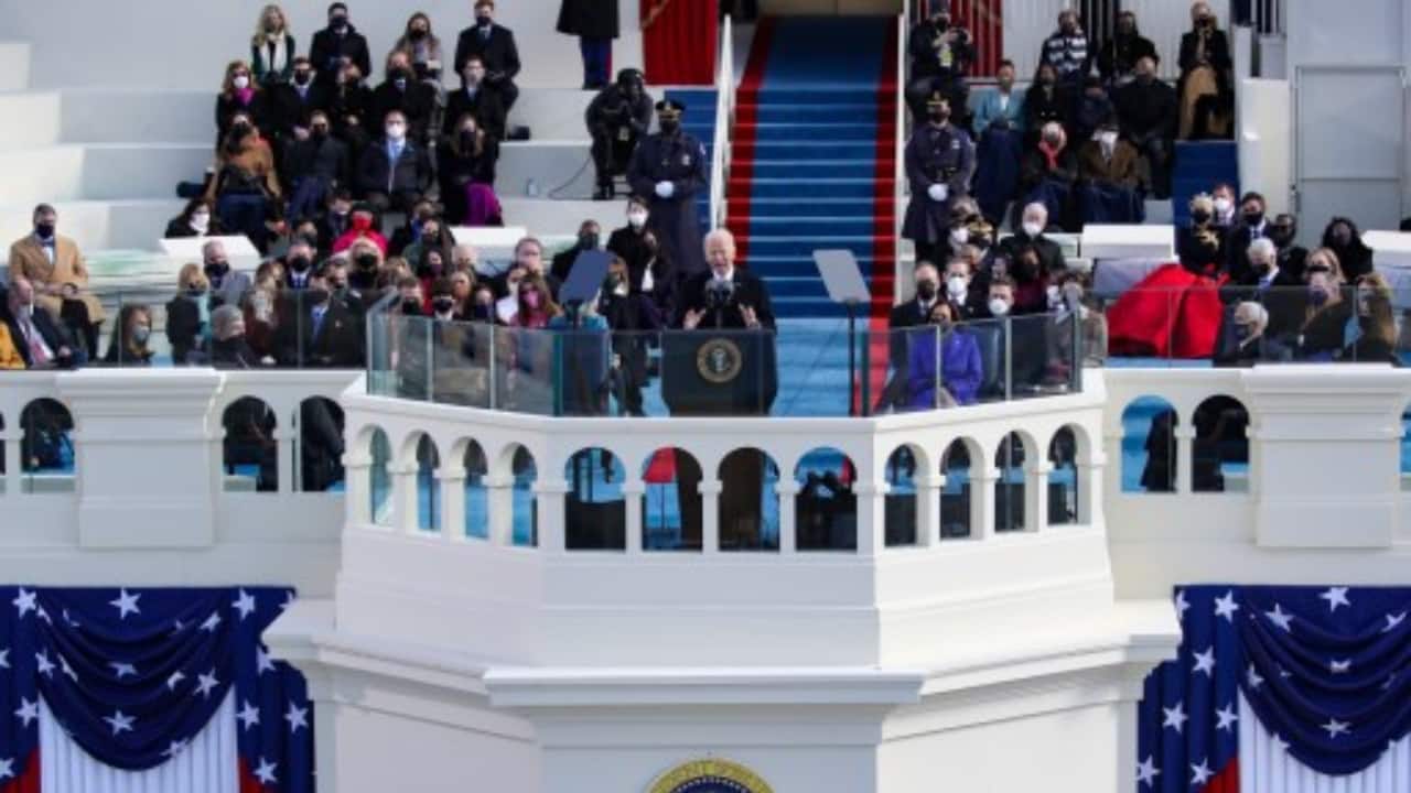 U.S. President Joe Biden delivers his inaugural address on the West Front of the U.S. Capitol on January 20, 2021 in Washington, DC. During today's inauguration ceremony Joe Biden becomes the 46th president of the United States. (PC-AFP)