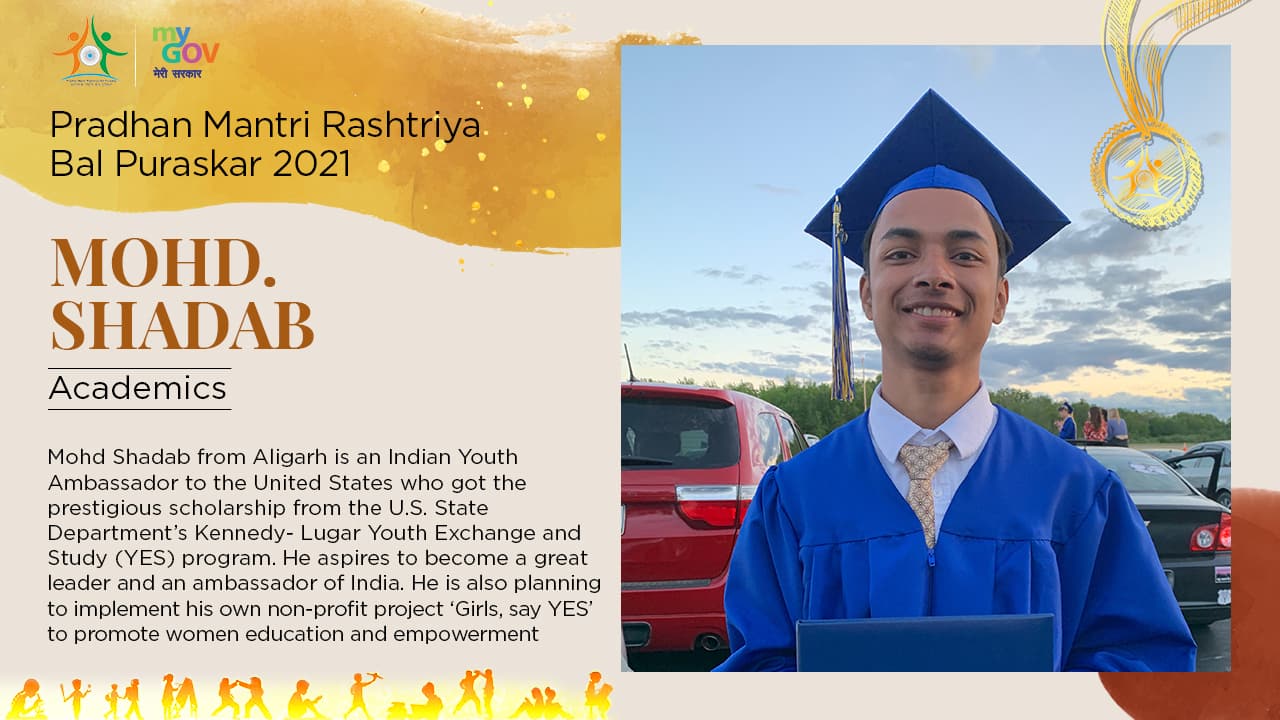 Name: Mohd Shadab | State: Uttar Pradesh | Category: Scholastic (Image: Twitter/@mygovindia)