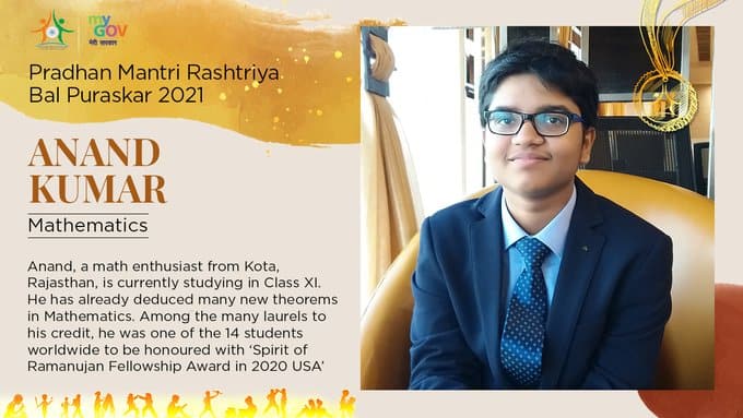 Name: Anand | State: Rajasthan | Category: Scholastic (Image: Twitter/@mygovindia)