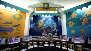 An anti-drug exhibit is seen at the Drug Elimination museum in Yangon, Myanmar.