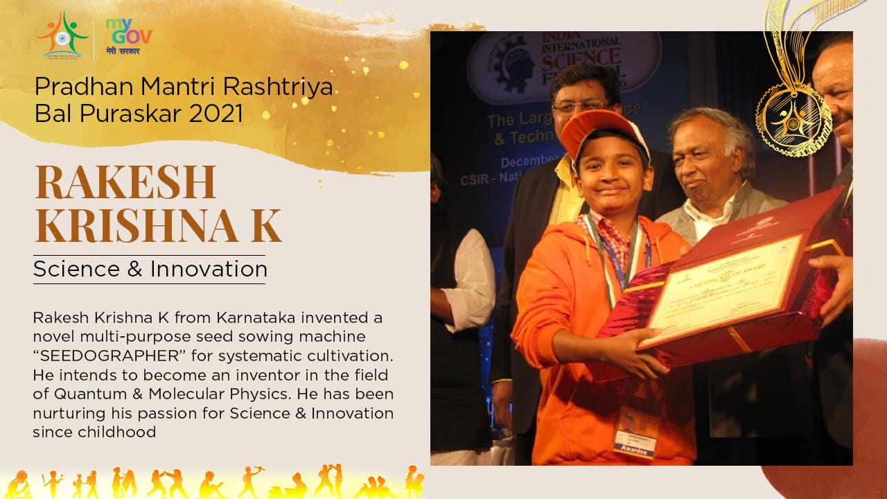 Name: Rakeshkrishna K | State: Karnataka | Category: Innovation (Image: Twitter/@mygovindia)