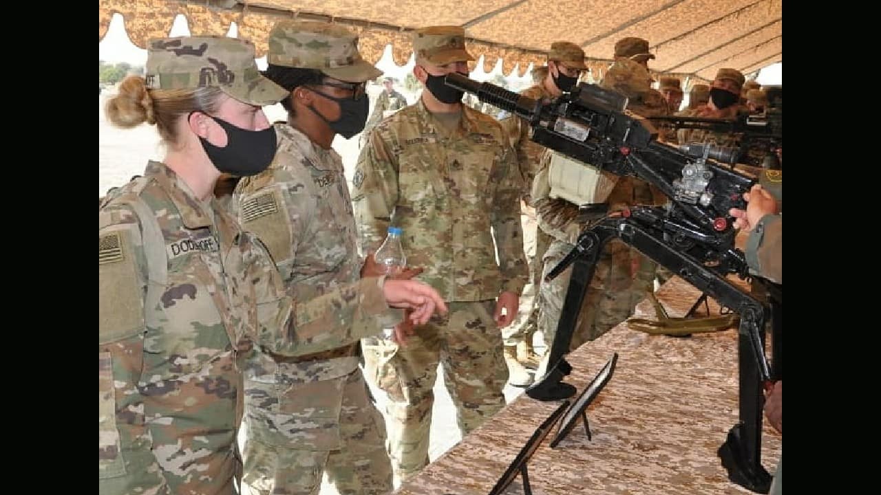 US Army contingent followed the COVID-19 protocols after arriving IAF (Media Co-ordination Centre), Suratgarh before taking part in fortnight-long military exercise with Indian Army from February 8-21. (Image: Twitter @SWComd_IA)