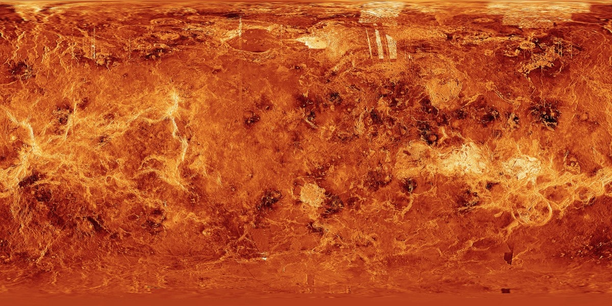 In an image provided by USGS Astrogeology Science Center, a colorized mosaic of the surface of Venus, seen through its clouds by the Magellan spacecraft in the early 1990s. (Image: USGS Astrogeology Science Center via The New York Times)