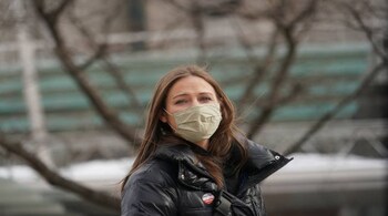 Bonnie Jacobson, 34, who said the Red Hook Tavern in Brooklyn let her go on Monday after saying that all employees were required to get a COVID-19 vaccine, in New York, Feb. 17, 2021. Jacobson said she was not necessarily opposed to getting vaccinated, but wanted to study the potential effect on fertility first. (Chang W. Lee/The New York Times)