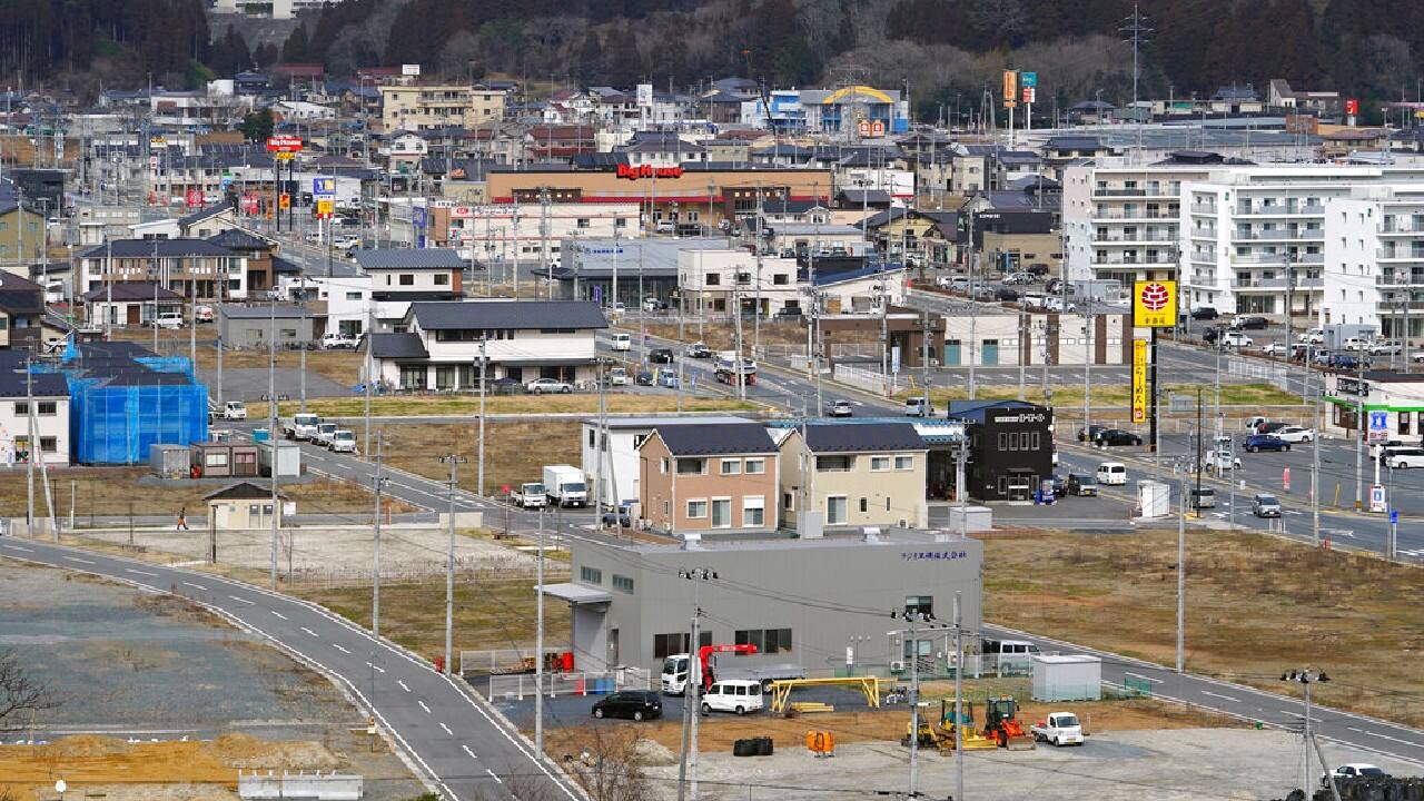 Tsunami destroyed residential neighborhood in Kesennuma, Miyagi Prefecture, northeastern Japan is seen on March 5, 2021. (Image: AP)