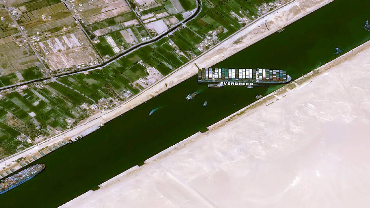 The Ever Given's bow was touching the eastern wall, while its stern appeared lodged against the western wall. A team from Boskalis, a Dutch firm specialized in salvaging, started working with the canal authority on March 25. The rescue efforts have focused on dredging to remove sand and mud from around the port side of the vessel’s bow. (Image: AP) The Ever Given's bow was touching the eastern wall, while its stern appeared lodged against the western wall. A team from Boskalis, a Dutch firm specialized in salvaging, started working with the canal authority on March 25. The rescue efforts have focused on dredging to remove sand and mud from around the port side of the vessel’s bow. (Image: AP)