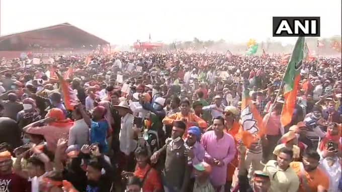 Huge crowd can be seen at the rally. (ANI)
