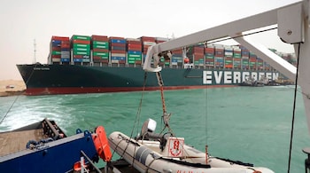 At least 150 ships were waiting for the Ever Given to be cleared, including vessels near Port Said on the Mediterranean Sea, Port Suez on the Red Sea and those already stuck in the canal system on Egypt’s Great Bitter Lake, said Leth Agencies, which provides services for the canal. (Image: AP)