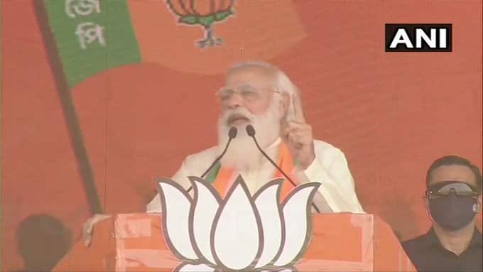 A lot has been said about me.. sometimes Ravan, sometimes devil, sometimes goon.. Didi, why so angry?&quot; says Prime Minister Narendra Modi at Kolkata's Brigade Parade Ground. (ANI)