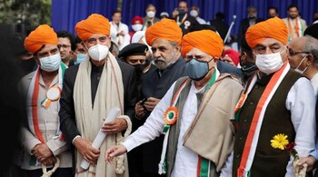 Senior Indian National Congress leaders (from left) Raj Babbar, Ghulam Nabi Azad, Anand Sharma, Kapil Sibal and Bhupinder Singh Hooda during the ‘Shanti Sammelan’ event in Jammu, Jammu and Kashmir. (Image: PTI)