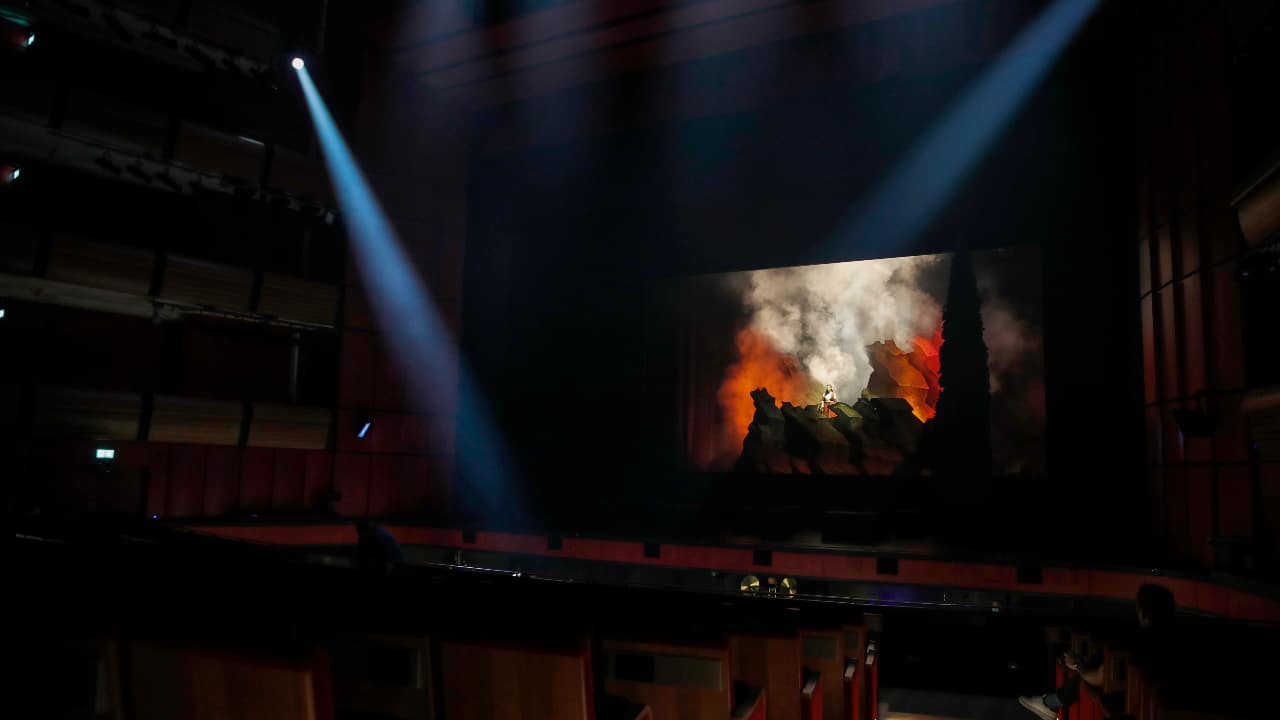 Greek soprano Artemis Bogri sings during a rehearsal of &quot;Despo-Greek Dances&quot; Opera and dance performance in Athens. (AP Photo/Thanassis Stavrakis)