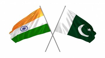 Illustration Of India And Pakistan Flags Waving