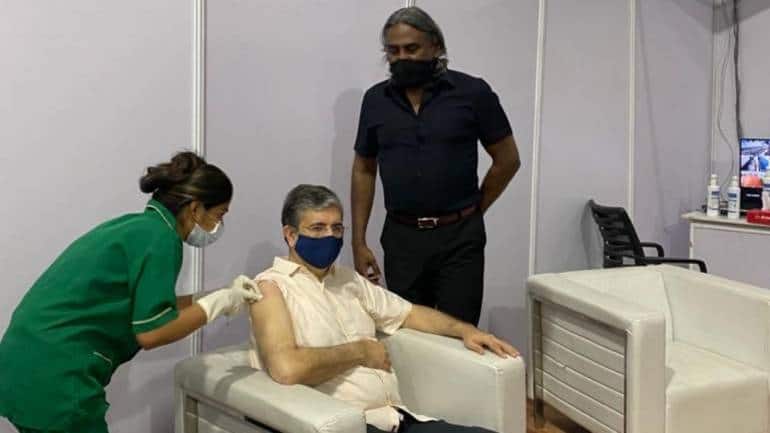 Uday Kotak, CEO of Kotak Mahindra Bank, took his first dose a vaccine against COVID-19 on March 2. Describing his experience, he tweeted that it was “smooth and no pain.&quot; (Image: Twitter/ @udaykotak)