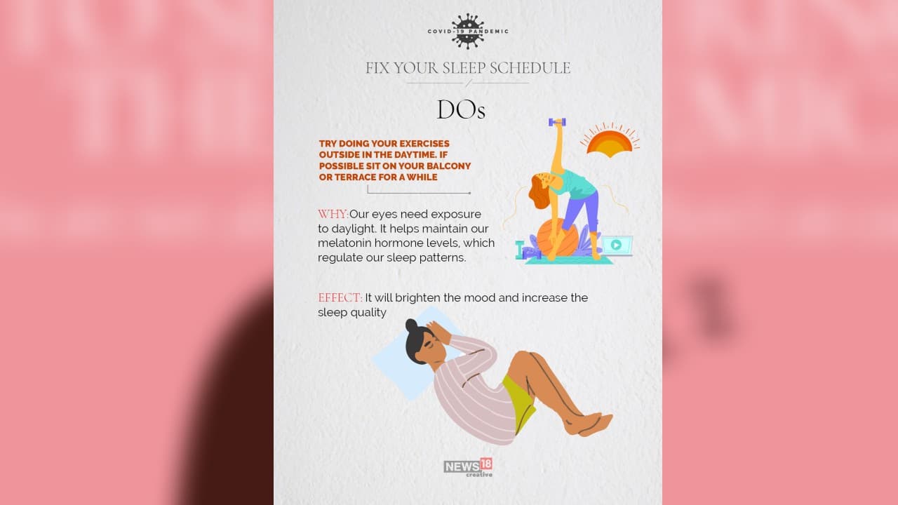 Try doing your exercises outside in the daytime. If possible sit on your balcony or terrace for a while. (Image: News18 Creative)