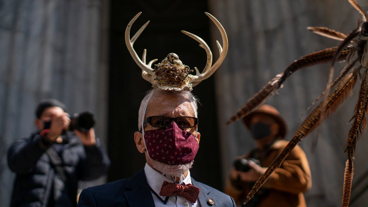 A man attends the annual Easter Parade and Bonnet Festival on Fifth Avenue, amid the coronavirus disease (COVID-19) pandemic, in New York City, U.S. (Image: Reuters)