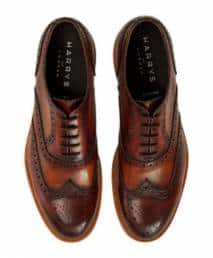 Wingtips are brogues with pointed toe-caps in the shape of a 'W'.