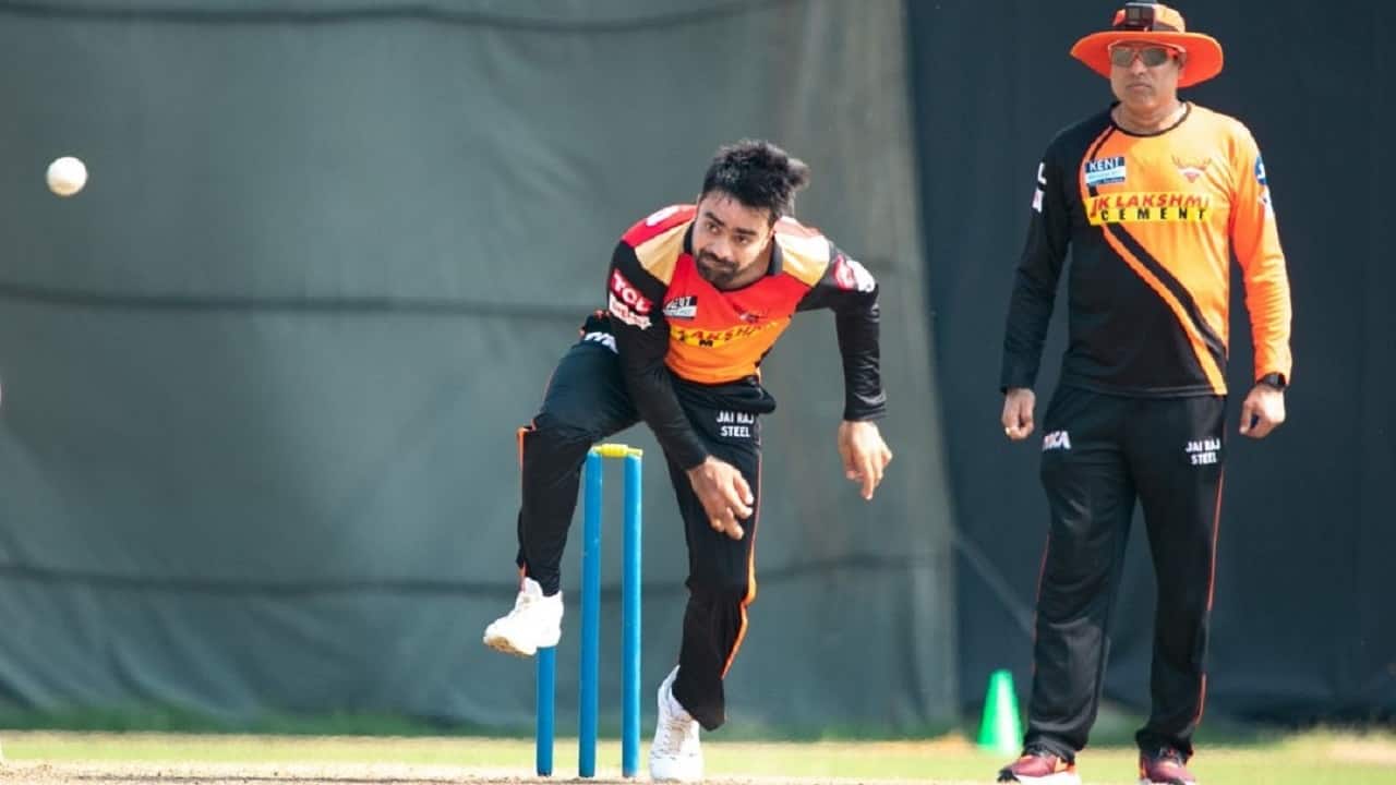Rashid Khan during a practice match (Image: Twitter/@SunRisers)