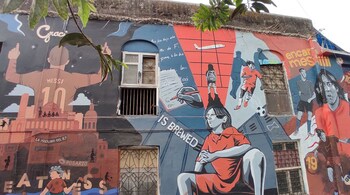 Budweiser India got this Messi mural painted on Chapel Road, Mumbai (Image credit: Shubham Dahiya).