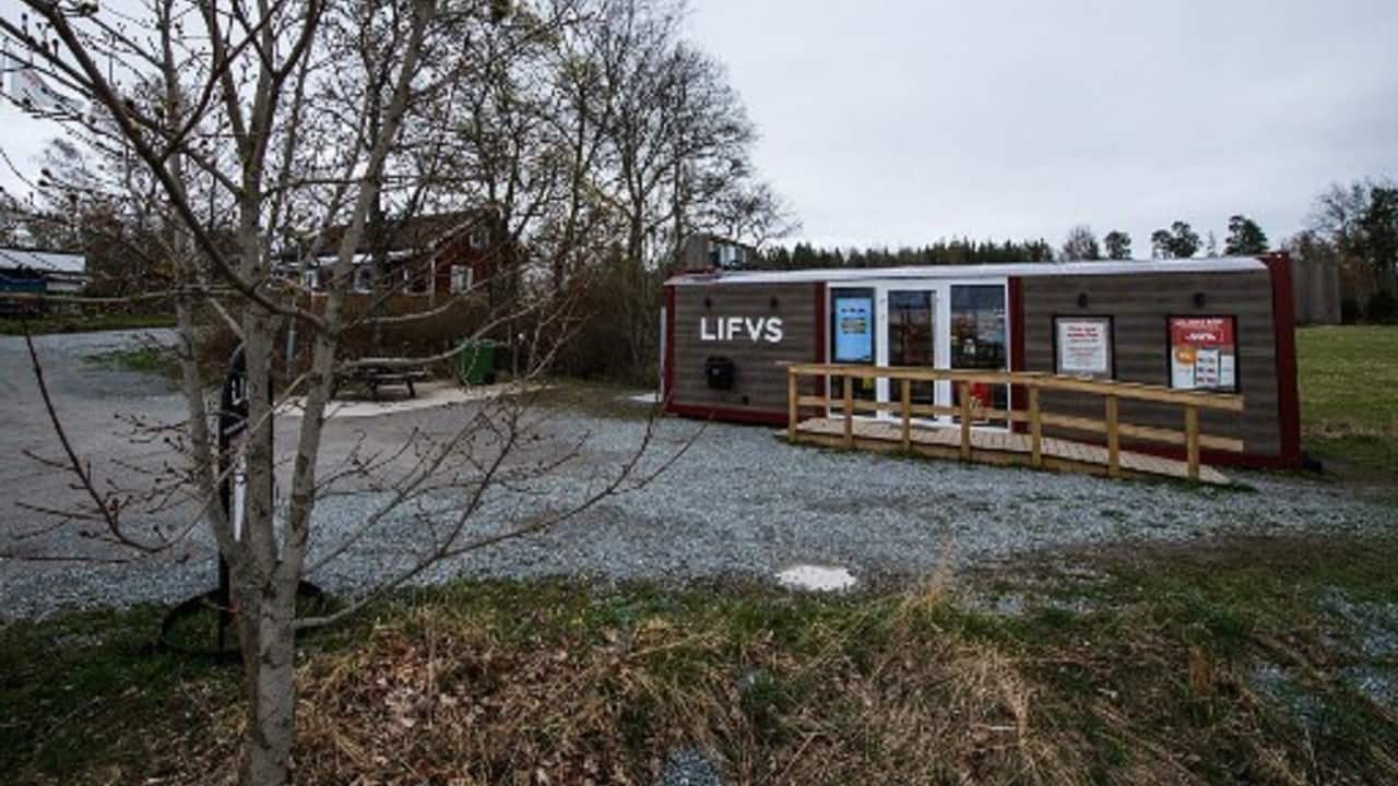 One of the unmanned supermarket stores is pictured in Veckholm (Image: Jonathan Nackstrand/AFP)