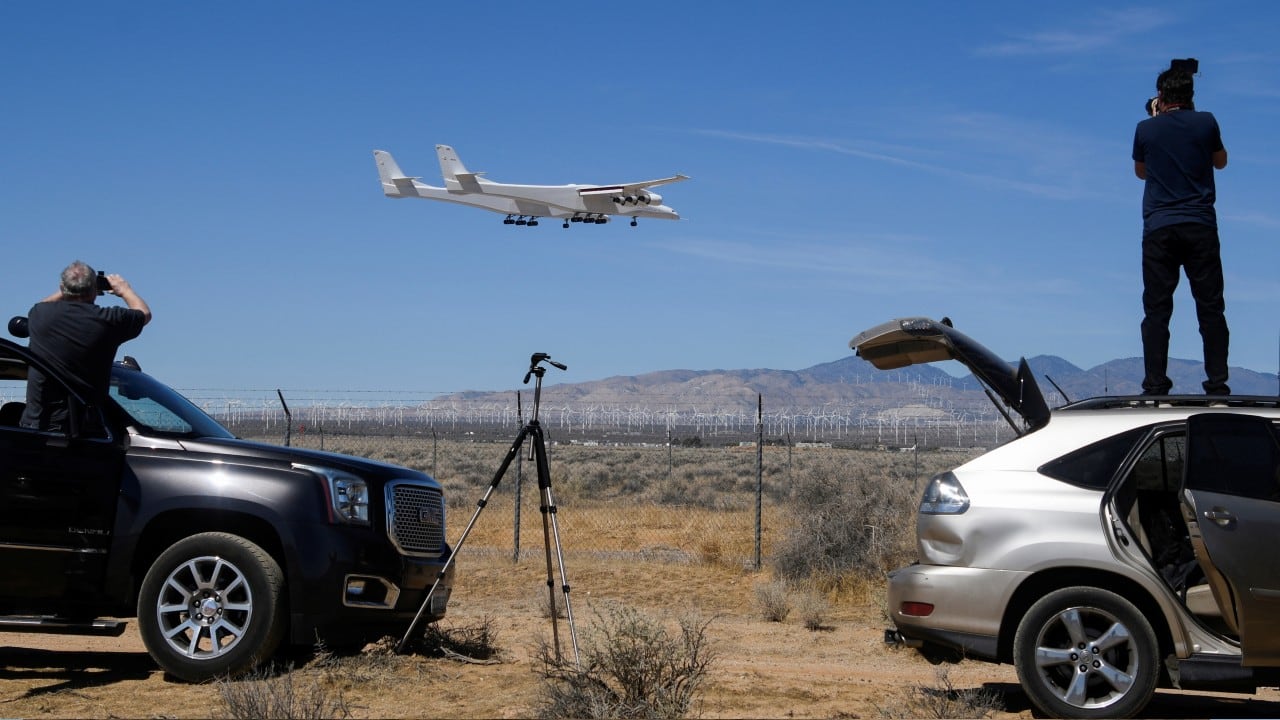 The aircraft named ‘Roc’ features a twin-fuselage design and the longest wingspan ever flown, at 385 feet (117 m), surpassing the Hughes H-4 Hercules flying boat of 321 feet (98 m). (Image: Reuters)
