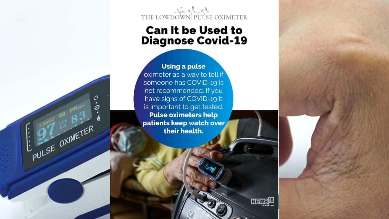 Using a pulse oximeter as a way to tell if someone has COVID-19 is not recommended. If you have signs of COVID-19 it is important to get tested. Pulse oximeters help patients keep watch over their health. (Image: News18 Creative)