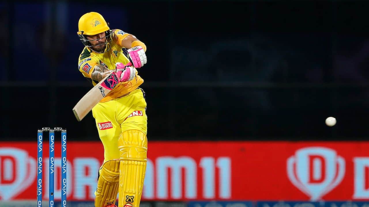Faf du Plessis scored 50 runs off 28 balls with 2 fours and 4 sixes. (Image: IPL/BCCI/Twitter)