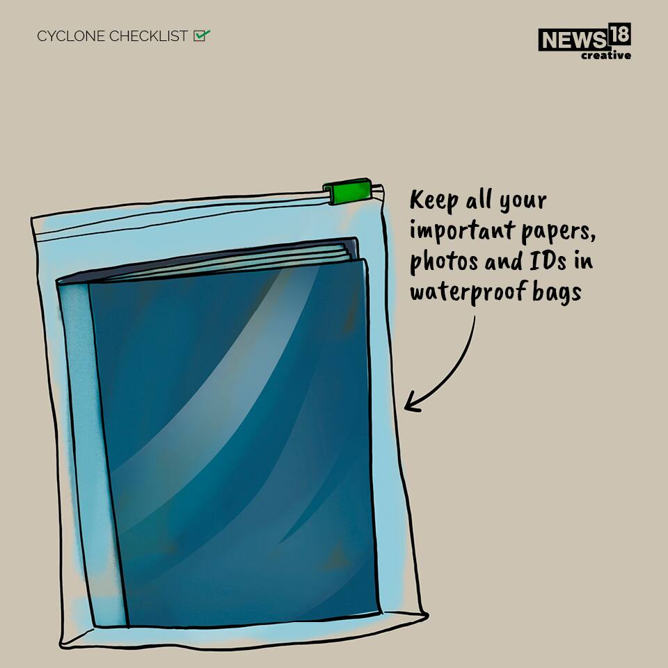 Cyclone checklist: Keep all your important papers, photos and IDs in waterproof bags.(NEWS18 creative)