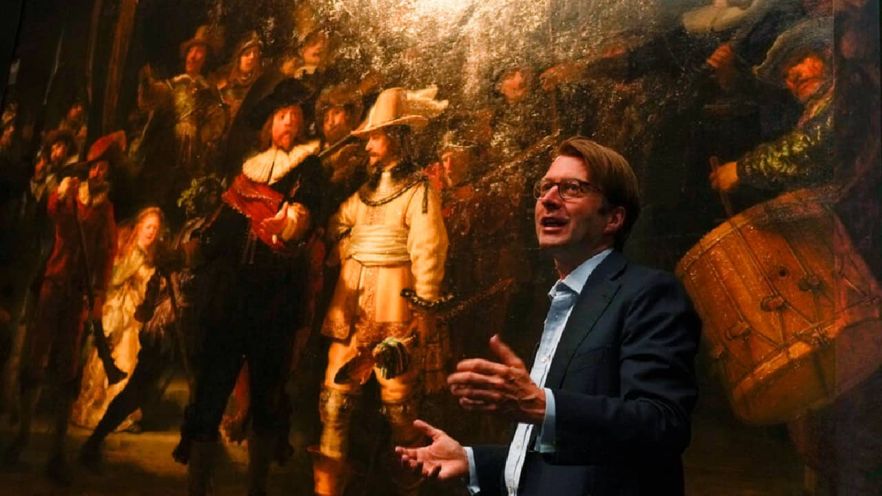 The museum always knew the original, uncut, painting was bigger, in part thanks to a far smaller copy painted at the same time that is attributed to Gerrit Lundens. Researchers and restorers who have painstakingly pored over the work for nearly two years using a battery of high tech scanners, X-rays and digital photography combined the vast amount of data they generated with the Lundens copy to recreate and print the missing strips. (Image: AP) The museum always knew the original, uncut, painting was bigger, in part thanks to a far smaller copy painted at the same time that is attributed to Gerrit Lundens. Researchers and restorers who have painstakingly pored over the work for nearly two years using a battery of high tech scanners, X-rays and digital photography combined the vast amount of data they generated with the Lundens copy to recreate and print the missing strips. (Image: AP)