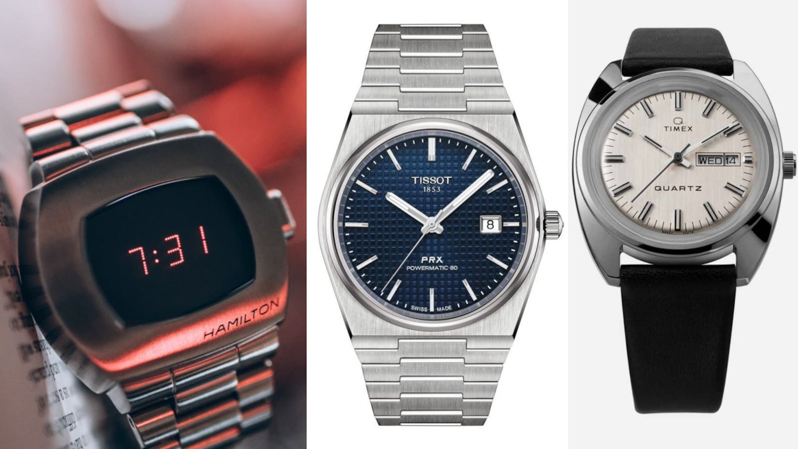 From Tissot to Timex, here are four affordable watches inspired by the '70s