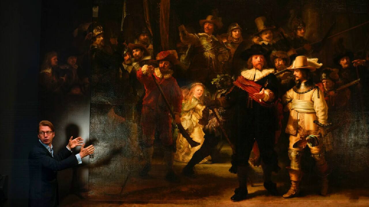 The reason the 1642 group portrait of an Amsterdam civil militia was trimmed is simple: It was moved from the militia's club house to the town hall and there it didn't fit on a wall between two doors. A bit of very analog cropping with a pair of scissors ensued and the painting took on the dimensions that have now been known for centuries. The fate of the pieces of canvas that were trimmed off remains a mystery. (Image: AP) The reason the 1642 group portrait of an Amsterdam civil militia was trimmed is simple: It was moved from the militia's club house to the town hall and there it didn't fit on a wall between two doors. A bit of very analog cropping with a pair of scissors ensued and the painting took on the dimensions that have now been known for centuries. The fate of the pieces of canvas that were trimmed off remains a mystery. (Image: AP)