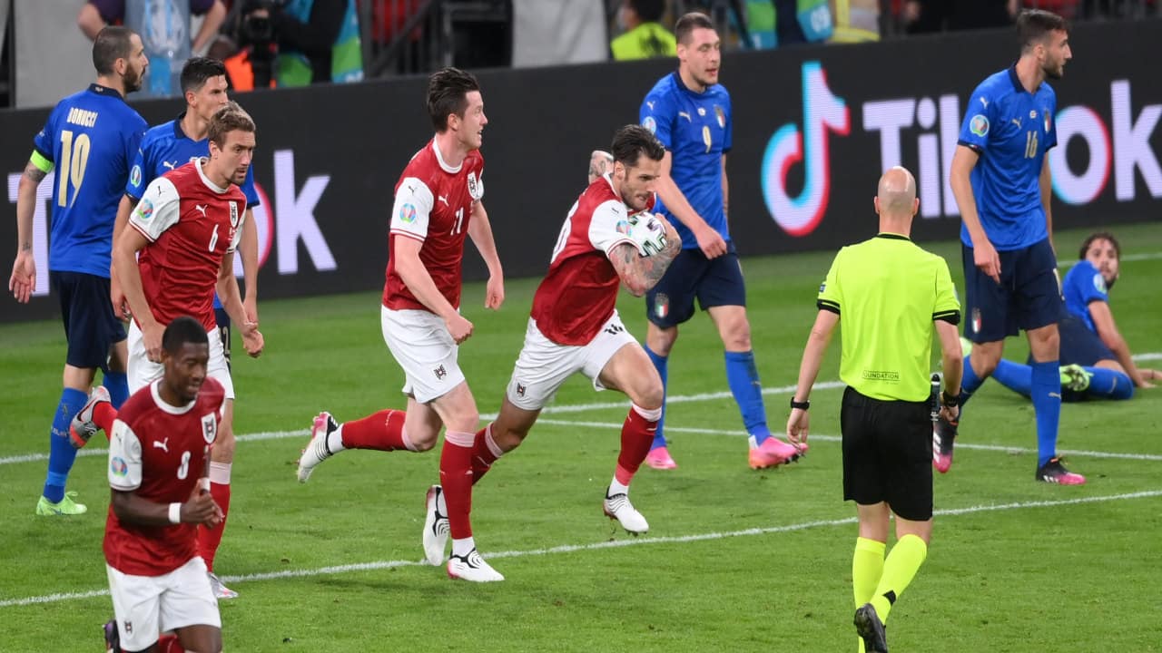 The Azzurri had swaggered their way through their group games in Rome, scoring seven unanswered goals, and Mancini's side began in slick fashion on a perfect night for football. (Image: Reuters)