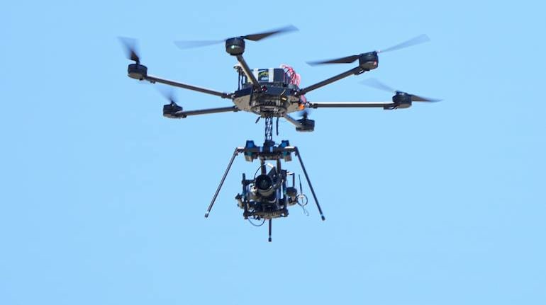 A general view of a camera-mounted drone (Image: Stan Szeto-USA TODAY Sports via Reuters)