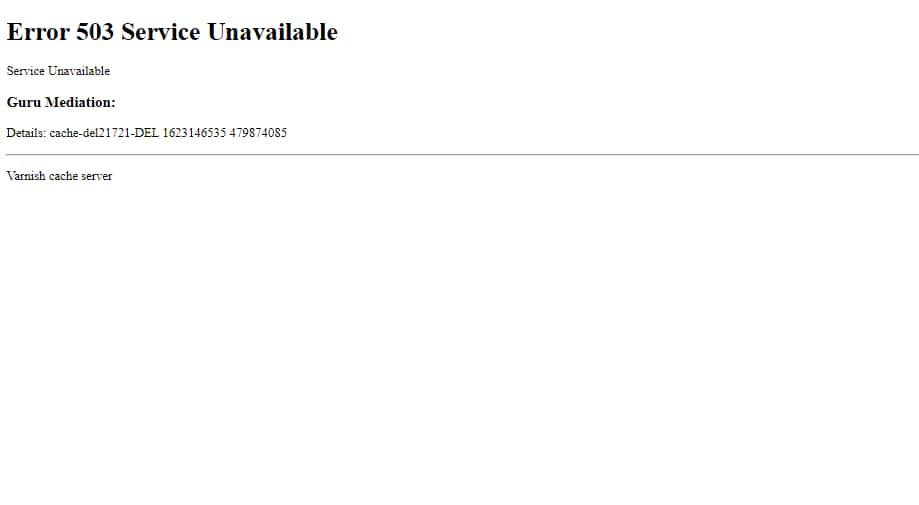 Screenshot of the error message as seen on one of the global news website’s home page