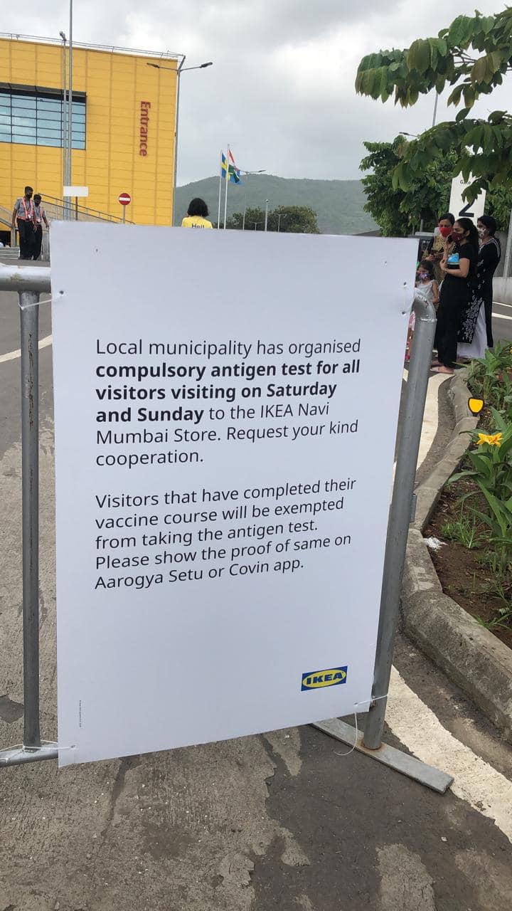 Banner put outside IKEA Navi Mumbai store on Saturday. 