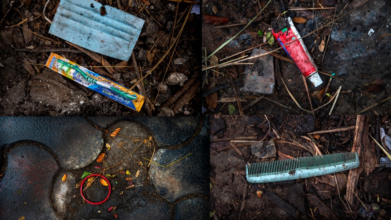 A comb. A toothbrush. A bangle. A cotton scarf — protection from the summer heat now used as a face mask. (Image: AP) A comb. A toothbrush. A bangle. A cotton scarf — protection from the summer heat now used as a face mask. (Image: AP)