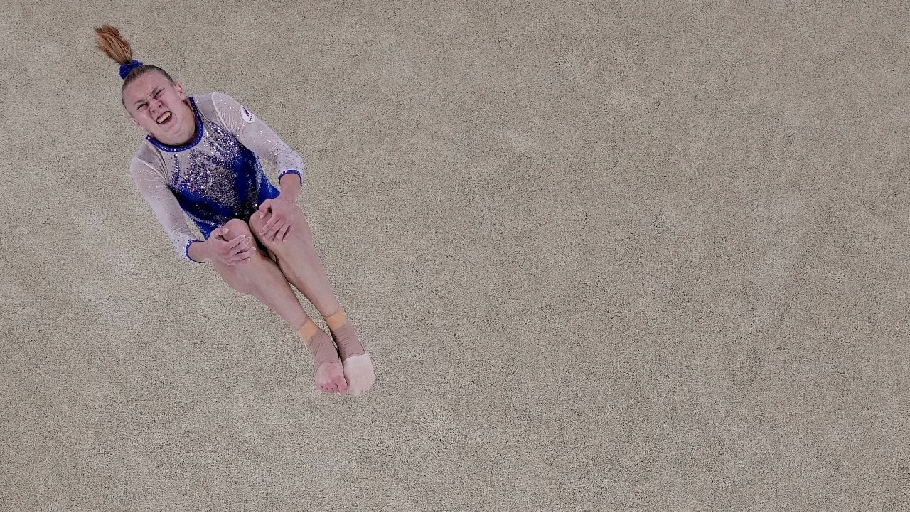 Viktoriia Listunova, of the Russian Olympic Committee, performs on the floor during the artistic gymnastics women's final at the 2020 Summer Olympics, July 27, in Tokyo. (Image: AP)