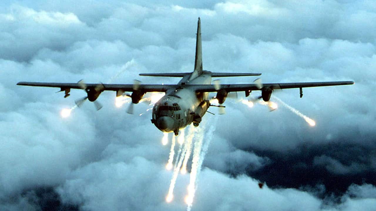 A US Air Force AC-130H is seen bombing Taliban troops and weapons in Afghanistan in this undated file photo (Image: Reuters/File Photo/US Air Force)