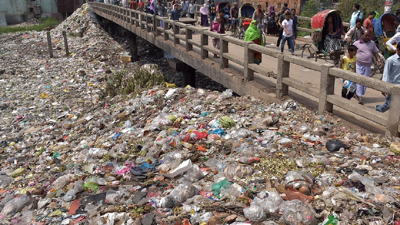 Once an important commercial waterway, the Buriganga river in the southwest outskirts of Dhaka, Bangladesh, has now turned into a plastic river. (Image: Shahriar Hossain (Bangladesh) via UN) Once an important commercial waterway, the Buriganga river in the southwest outskirts of Dhaka, Bangladesh, has now turned into a plastic river. (Image: Shahriar Hossain (Bangladesh) via UN)