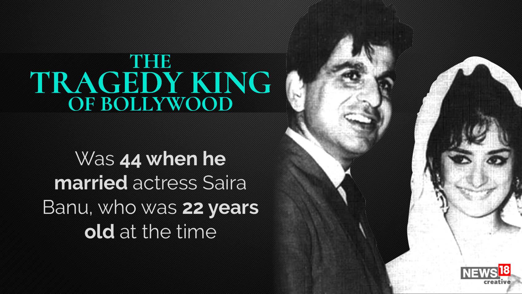 Dilip Kumar was 44 when he married Saira Banu, who was 22 years old at the time.(NEWS18 creative)