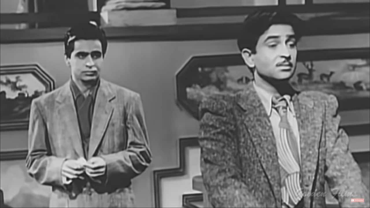Dilip Kumar and Raj Kapoor in 'Andaz' (screen grab).